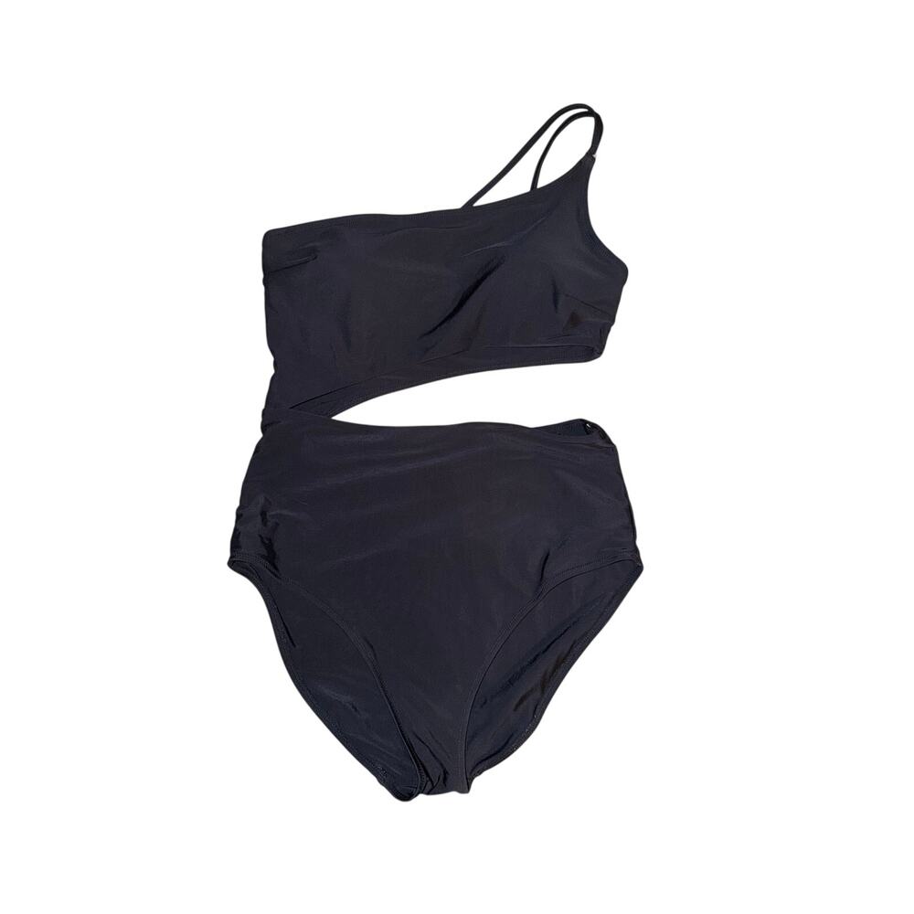 Aerie black midriff cutout one shoulder swimsuit one piece bathing suit beach M